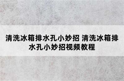 清洗冰箱排水孔小妙招 清洗冰箱排水孔小妙招视频教程